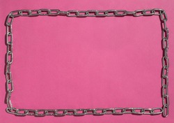 Frame chain, pink background. Locked. Lockdown. Framed and Chained. Pink prison.