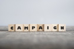 CAMPAIGN word made with building blocks