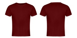 Red, Maroon Blank T-shirt Front and Back