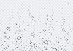 Bubbles underwater texture isolated on transparent background. Vector fizzy air, gas or clean oxygen bubbles under sea water. Realistic effervescent champagne drink, soda effect for your design