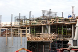 construction site scaffolding building development in progress