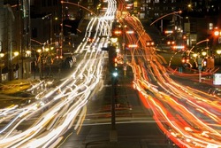 rush hour traffic time lapse Sherbrooke city Quebec Canada urban motion speed street long lights exposure