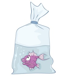 Vector Illustration of  Cute Aquarium Fish. Cartoon Character. 