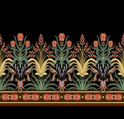 Modern border with floral art deco elements. Vector