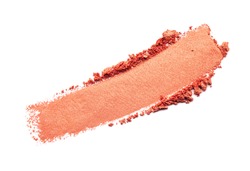 Eye shadow orange matte shimmer colored texture background white isolated 