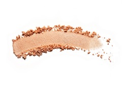 Eye shadow sand beige smudged on white isolated background