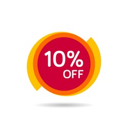 10% OFF Discount Sticker. Sale Red Tag Isolated Vector Illustration. Discount Offer Price Label, Vector Price Discount Symbol.