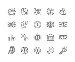 Simple Set of Bitcoin Related Vector Line Icons. Contains such Icons as Mining, Exchange, Payment and more.
Editable Stroke. 48x48 Pixel Perfect.