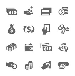 Simple icon set related to Money. A set of sixteen symbols.