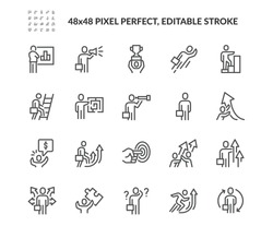 Simple Set of Business People Related Vector Line Icons. 
Contains such Icons as New Course, Confused Business man, Opportunities and more. Editable Stroke. 48x48 Pixel Perfect.
