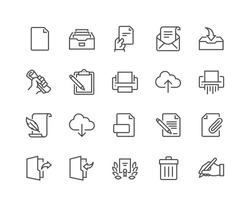 Simple Set of Document Related Vector Line Icons. 
Contains such Icons as Printer, Shredder, Legal Document, Archive, Handwriting and more. 
Editable Stroke. 48x48 Pixel Perfect. 