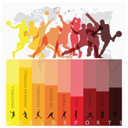 World Sport Isolate Action Icon Set Design Template
