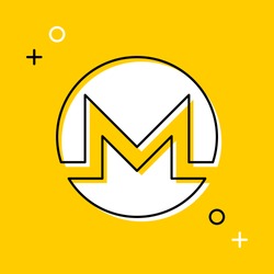 symbol of monero cryptocurrency thin line icon on yellow background. trendy financial flat vector illustration easy to edit and customize. eps 10