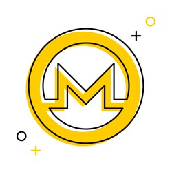 monero cryptocurrency thin line icon in yellow circle on white background. trendy financial flat vector illustration easy to edit and customize. eps 10