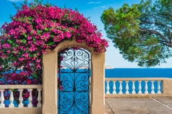 Idyllic sea view of the coastline on Majorca island, beautiful island scenery, Mediterranean Sea, Balearic Islands.