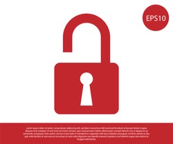 Red Open padlock icon isolated on white background. Opened lock sign. Cyber security concept. Digital data protection. Safety safety. Vector Illustration