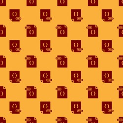 Red CSS file document. Download css button icon isolated seamless pattern on brown background. CSS file symbol.  Vector Illustration