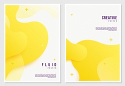 Creative fluid style poster set. dynamic 3D shapes on light background. ideal for party, banner, cover, print, promotion, greeting, ad, web, page, header, landing, social media.