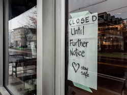 Business remaining closed during COVID-19 outbreak in Somerville, MA, USA.