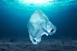 Plastic bag in the ocean