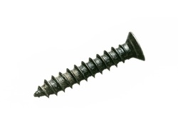 Black self-tapping screw isolated on a white background