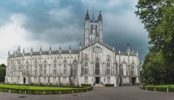 Panoramic View of st paul's cathedral kolkata. St. Paul's Cathedral is a CNI Cathedral of Anglican background in Kolkata, West Bengal, India, noted for its Gothic architecture.