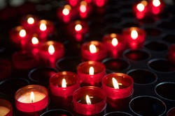 Red candles in church