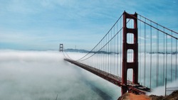 The Golden State Bridge covered by Fog 