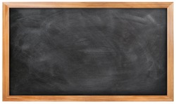 Empty black chalkboard on white background, Blank chalkboard with wooden frame isolated on white background. can add your own text on space.