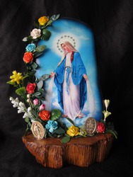 virgin Mary picture print on the stone