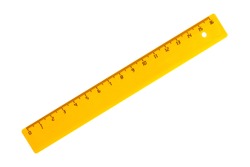 School ruler in centimeters on a white background, close-up, isolate.