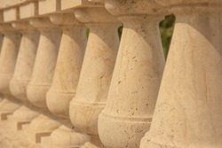 White Italian balustrade - Datail of a classical architectural element in concrete and stone
