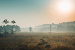 foggy landscape in India