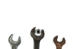 wrenches isolated on white background. Top view