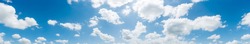 clear blue sky with plain white cloud with space for text background.  panorama

