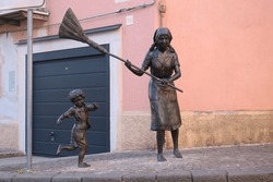 Bronze sculpture in Melfi, Province of Potenza, Basilicata Region, Italy. 