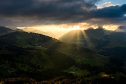 dramatic lighting in the alpine foothills of Fribourg