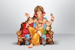 Lord Ganesha, Ganpati on grey Background, Ganpati festival, happy Ganesh Chaturthi