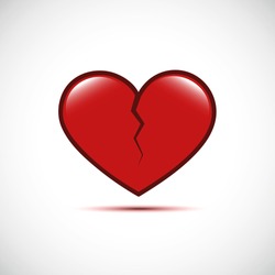 red broken heart isolated on a white background vector illustration EPS10