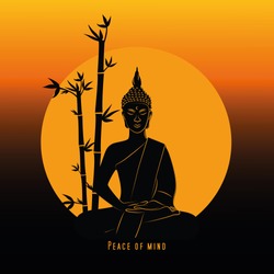 peace of mind buddha meditation at sunset vector illustration EPS10