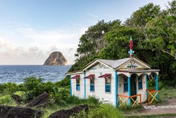 Le Diamant, Martinique, FWI - The House of the convict (Maison du Bagnard) and Diamond Rock