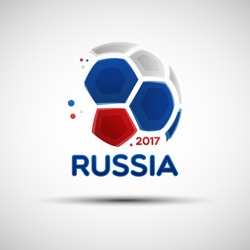 Football championship banner. Flag of Russia. Vector illustration of abstract soccer ball with Russian national flag colors for your design