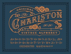 A Vintage alphabet with upper and lower case, numbers, and special ligatures as well. It is perfect for logo and packaging and label designs, short phrases, or headlines.