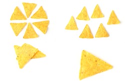 set of mexican nachos chips on a white background