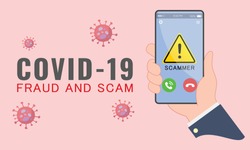 Illustration of cyber criminal preying on online users during Covid-19 outbreak. Phishing, spam, fraud, scam and malware via fake call, phishing, social engineering. 