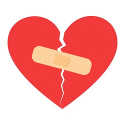 Broken heart shape with a bandage