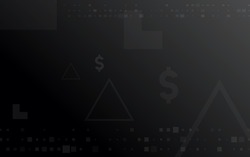 dark black background, random minimalist currency dollar symbol illustration vector for logo, card, banner, web and printing.