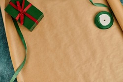 Christmas Gift Wrapping Party Time with Colorful Paper, Ribbon