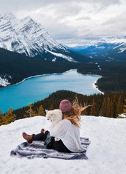 Peyto Lake during a Cold Day in Banff.