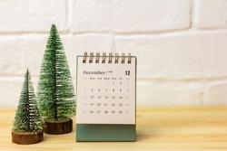 December 2021 is on the calendar.Desktop flip calendar .Hello December